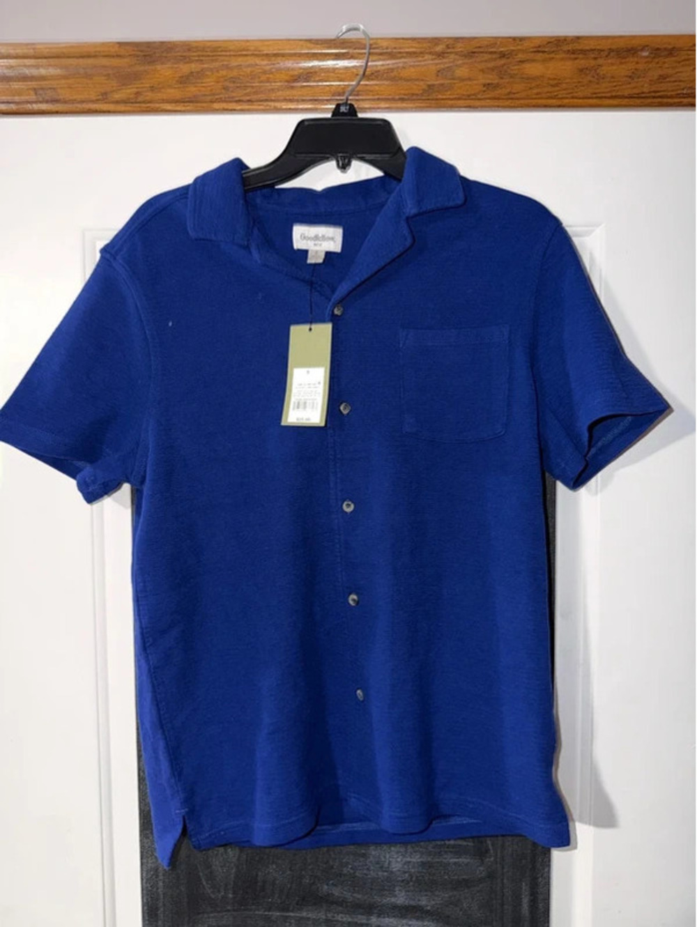 New Goodfellow & Co Men's Blue Game Day Camp Button-Up Shirt